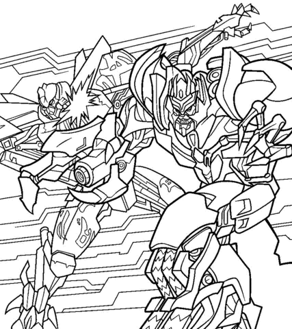 Fight Of Optimus And Megatron  Coloring Page